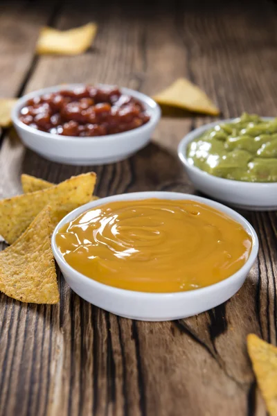 Salsa, Guacamole and Cheese — ストック写真