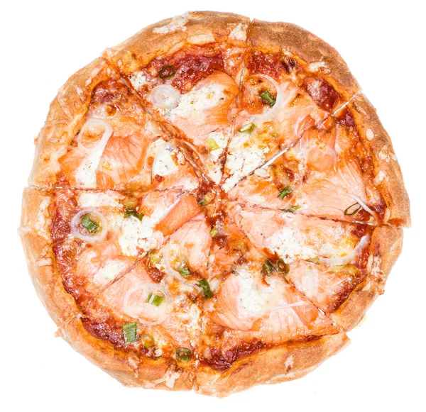 Fresh made Salmon Pizza — Stock Photo, Image