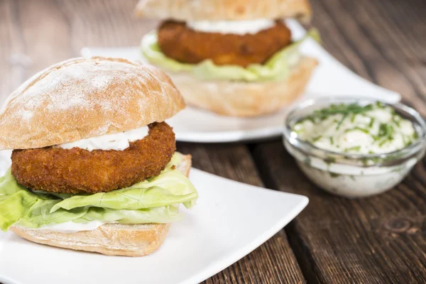 Homemade Fish burger with lettuce — Stock Photo, Image