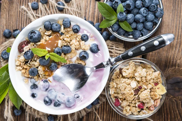 Bowl with homemade Blueberry Yogurt — Stock Photo, Image