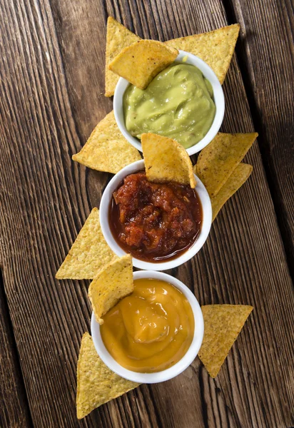 Verschiedene Arten von Nacho-Dips — Stockfoto