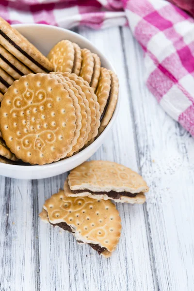 Podwójne pliki cookie (z kremem czekoladowym) — Zdjęcie stockowe