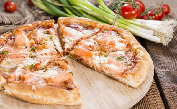 Szalon Pizza fából készült háttér — Stock Fotó