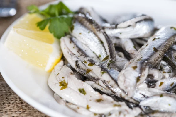 Porção de Anchovis com ervas — Fotografia de Stock