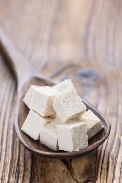 Block of fresh Tofu on background — Stok fotoğraf