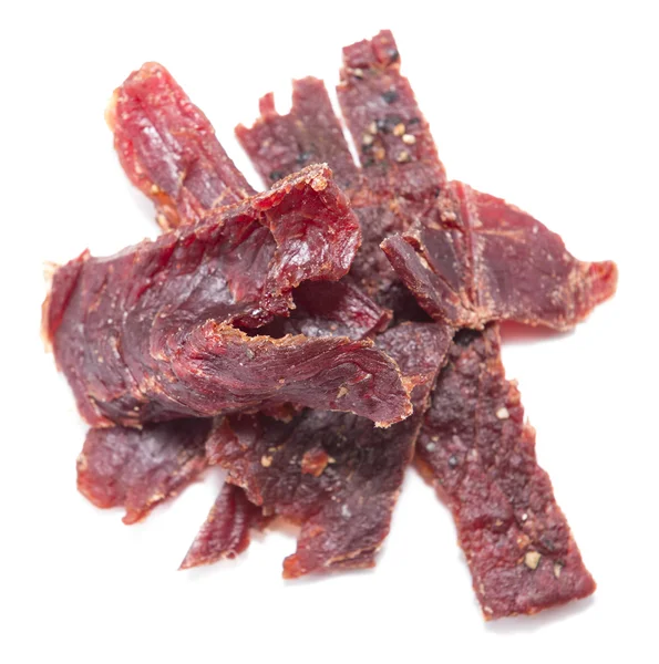 Carne Jerky sobre blanco — Foto de Stock