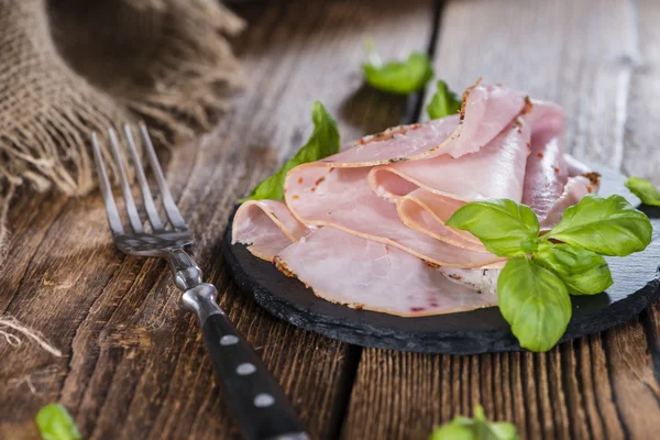 Portion of Ham with fresh herbs — Stock Photo, Image