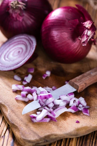 Gewürfelte rote Zwiebeln — Stockfoto