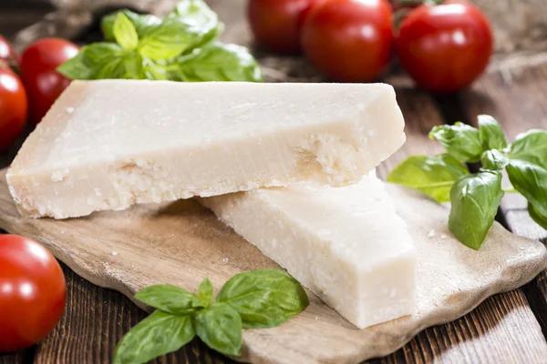 Parmesan Cheese with Basil — Stock Photo, Image