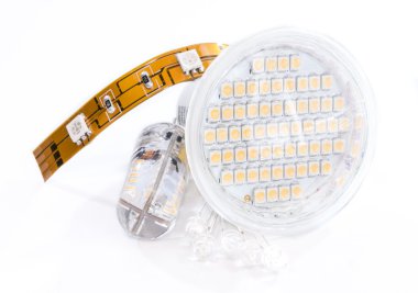 LED light bulbs on white clipart