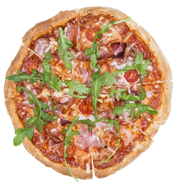 Jambon ve beyaz üzerinden Pineapple Pizza dilimleri — Stok Foto