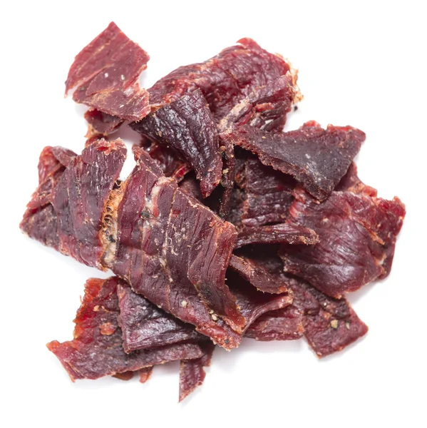 Beef Jerky över vita — Stockfoto