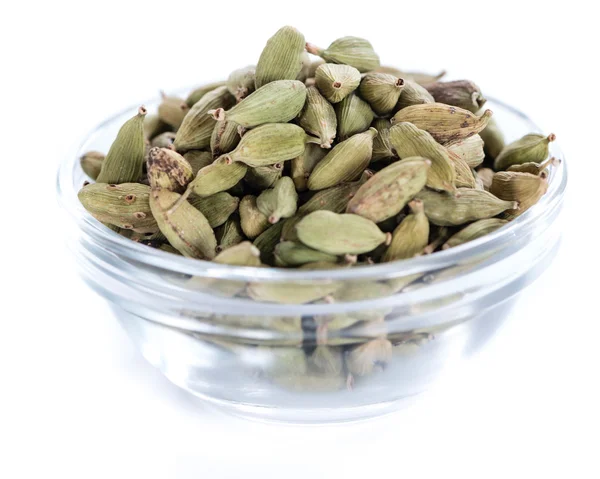 Cardamon Seeds in a bowl (isolated on white) — Stock Photo, Image