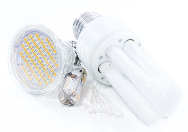 LED light bulbs on white — Stock Photo, Image