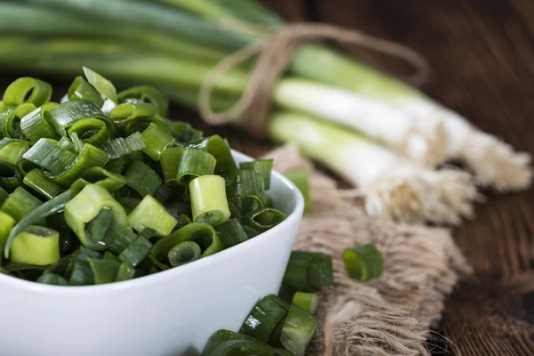 Bowl with sliced Scallions — Stock Photo, Image