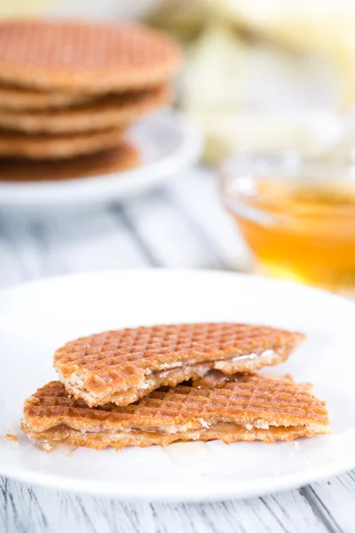 Homemade Waffles with honey — Stock Photo, Image