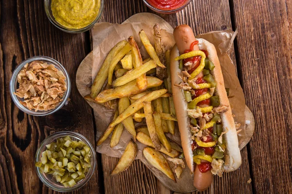 Hot dog ketchupmal — Stock Fotó