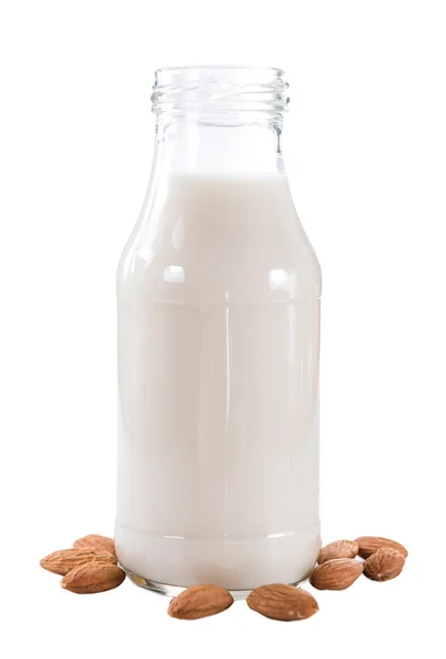 Mandlové mléko v lahvi — Stock fotografie