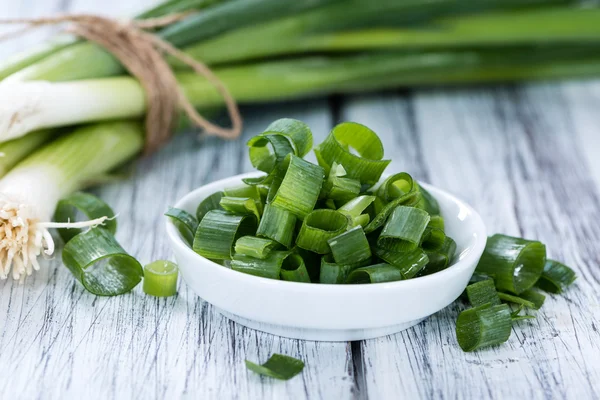 Bowl with sliced Scallions — Stock Photo, Image