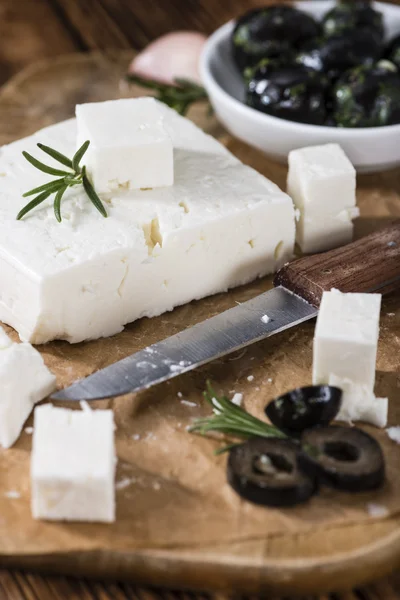 Pedaços de queijo feta fresco — Fotografia de Stock