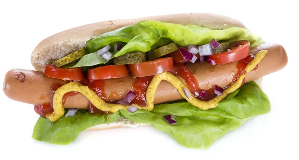 Hot Dog with vegetables — Stock Photo, Image