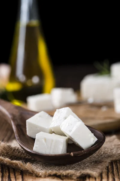 Feta-Käse auf Löffel — Stockfoto