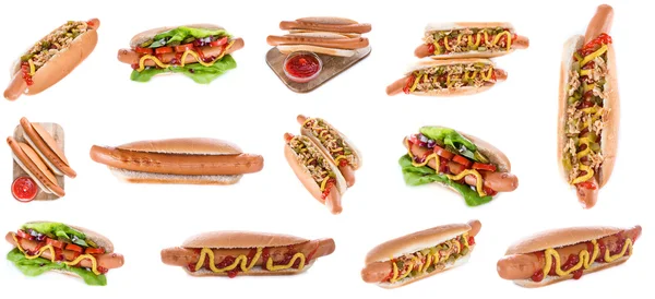 Hot-dogi na białym tle — Zdjęcie stockowe