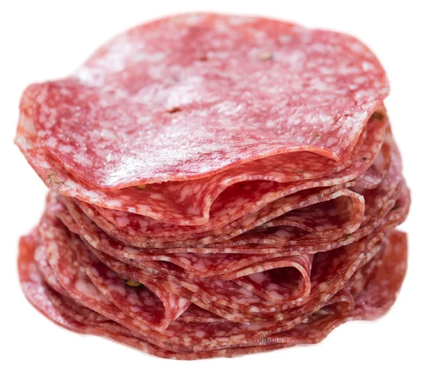 Salami isoliert auf weiß — Stockfoto