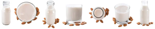 Collage de leche de almendra —  Fotos de Stock