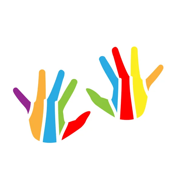 Children hands colorful logo — Stock Vector