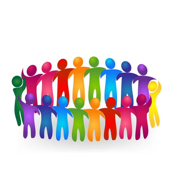 Logo pracy zespołowej jedności ludzi — Wektor stockowy