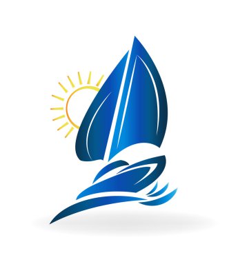 Tekne güneş ve dalgalar logosu 