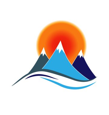 dağlar ve güneş logo vektör
