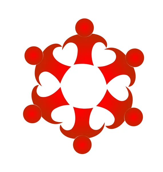 Logo van de harten van mensen teamwerk — Stockvector