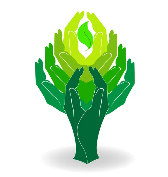 Δέντρο χέρια ανθρώπων λογότυπο — Διανυσματικό Αρχείο