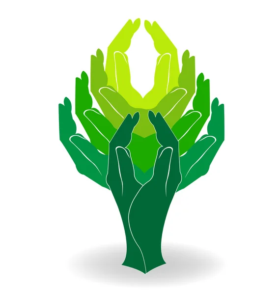 Tree green hands people logo — Stock Illustration Tree green hands people logo Royalty Free Stock Vectors