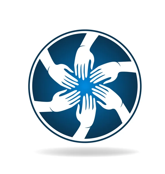 Logo riunione mani — Vettoriale Stock