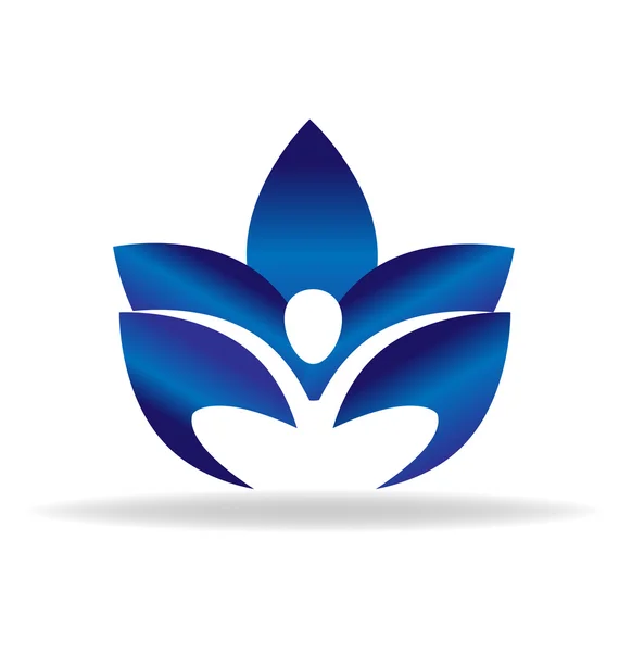 Logo gambar biru Lotus - Stok Vektor