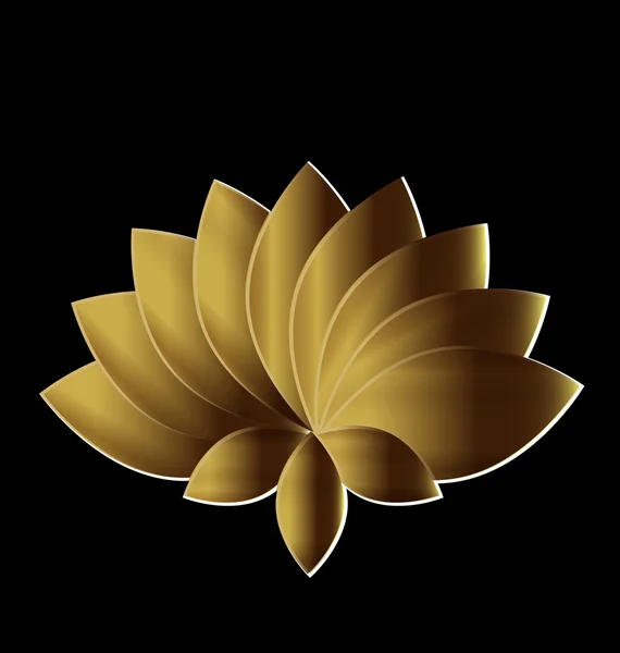 Lotus ioga logotipo dourado — Vetor de Stock