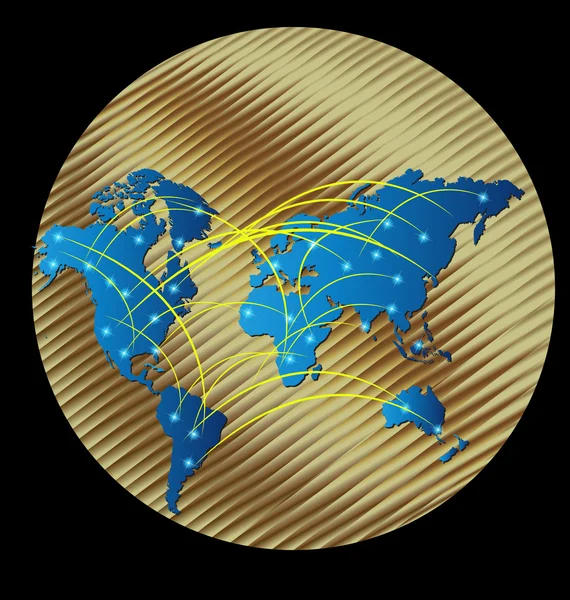 Золота карта світу — стоковий вектор