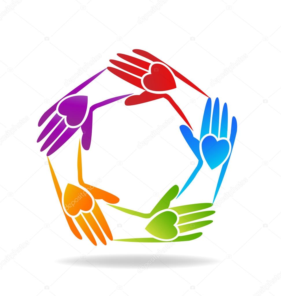 Vector of teamwork hands people logo icon