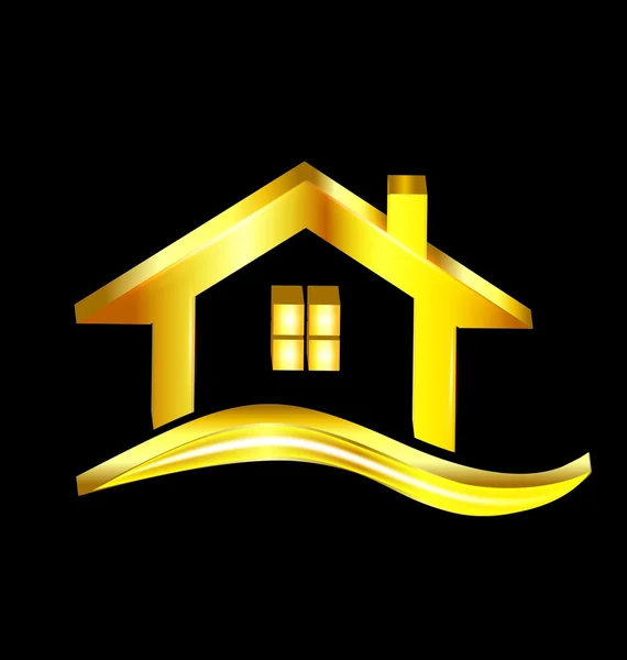 Gold house vector logo — Stock Vector