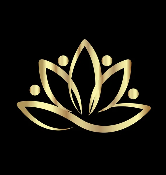 Gouden teamwerk lotus yoga — Stockvector