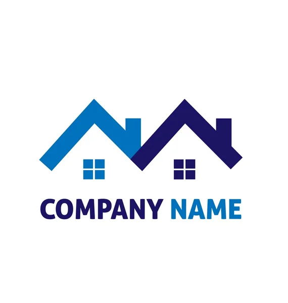 Blaue Häuser Immobilien Logo — Stockvektor