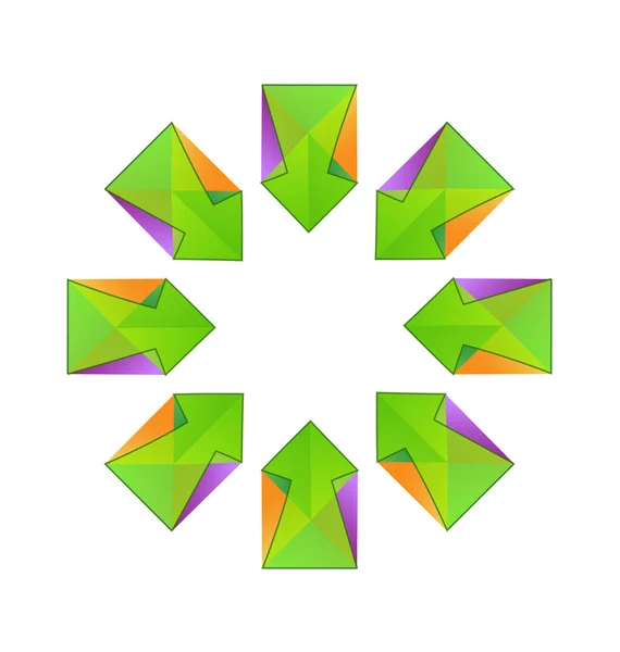 Vector verde flechas fractal logo — Archivo Imágenes Vectoriales