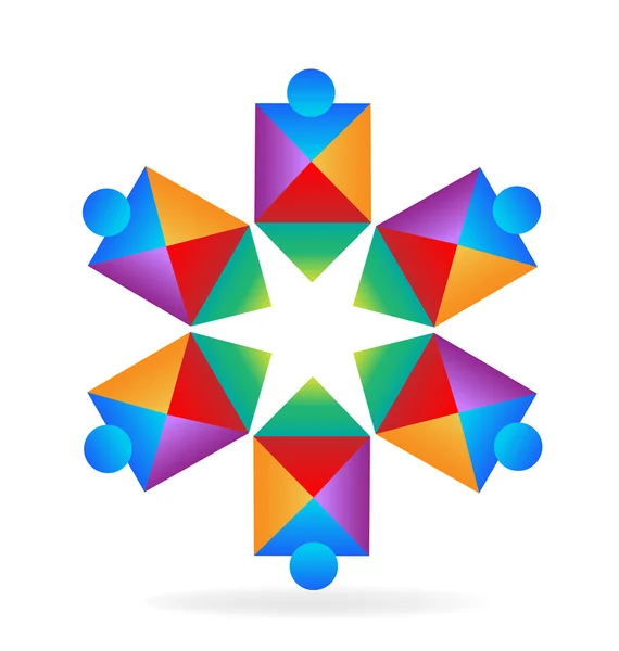 ロゴ抽象的なチームワーク — ストックベクタ