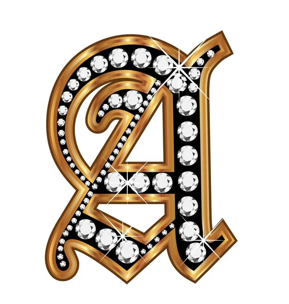 A gold and diamond bling old vintage letter — Stock Vector