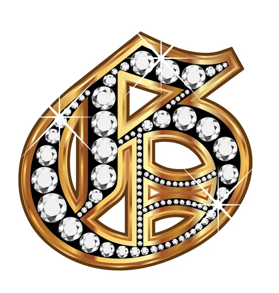 G oro y diamante bling antigua letra vintage — Vector de stock