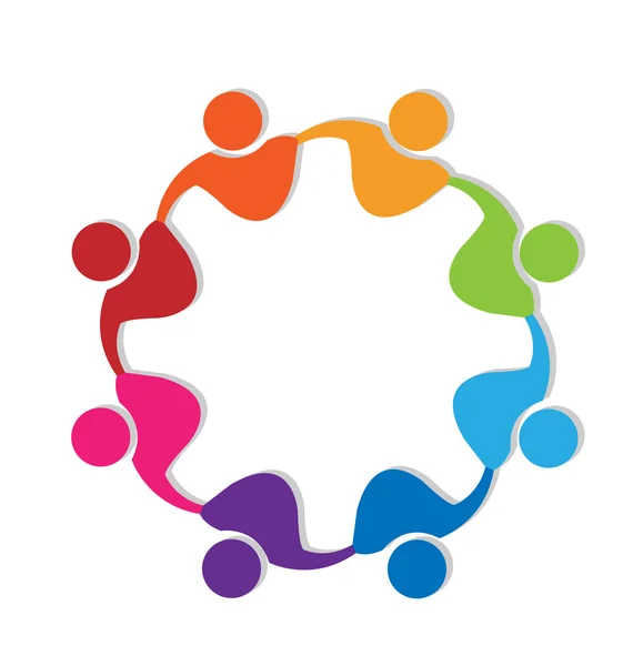 Teamwork mensen knuffelen vriendschap concept, Unie, solidariteit logo vector — Stockvector