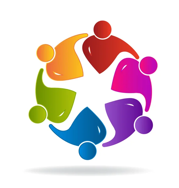 Teamarbeit umarmt Menschen Logo — Stockvektor